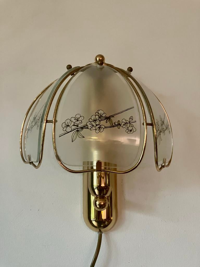 Romantisch Regency Herda wandlampje,mat glas,bloemdecoraties, Huis en Inrichting, Lampen | Wandlampen, Ophalen of Verzenden, Gebruikt