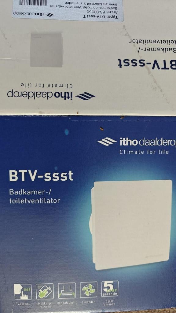 New! Itho Daalderop BTV-ssst badk-/toiletventilator, timer, Ophalen of Verzenden, Nieuw, Ventilator en Afzuiger
