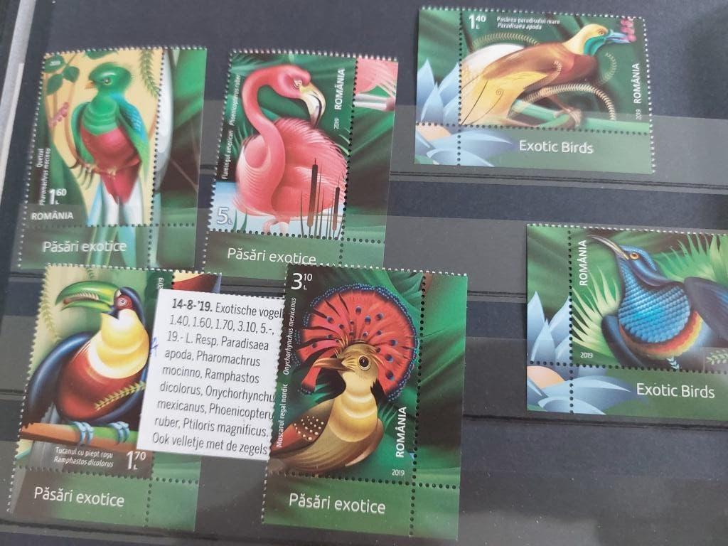 Exotische  vogels  Roemenie, Verzenden, Postfris, Dier of Natuur