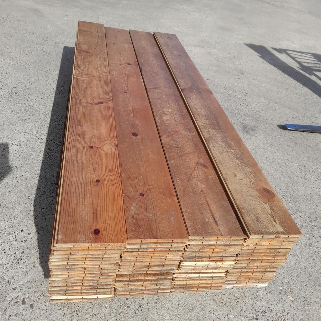 Massieve grenen vloer 35 m2 vloerdelen, 22 cm breed., Ophalen, Gebruikt, Vloerdelen of -planken, 10 m² of meer