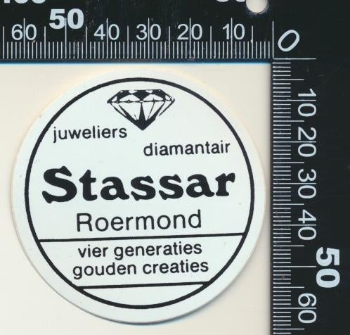 Sticker: Juweliers Diamantair Stasser - Roermond, Ophalen of Verzenden, Zo goed als nieuw, Bedrijf of Vereniging