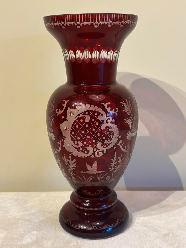 Tsjechisch Boheems Egerman geslepen vaas, Ophalen of Verzenden