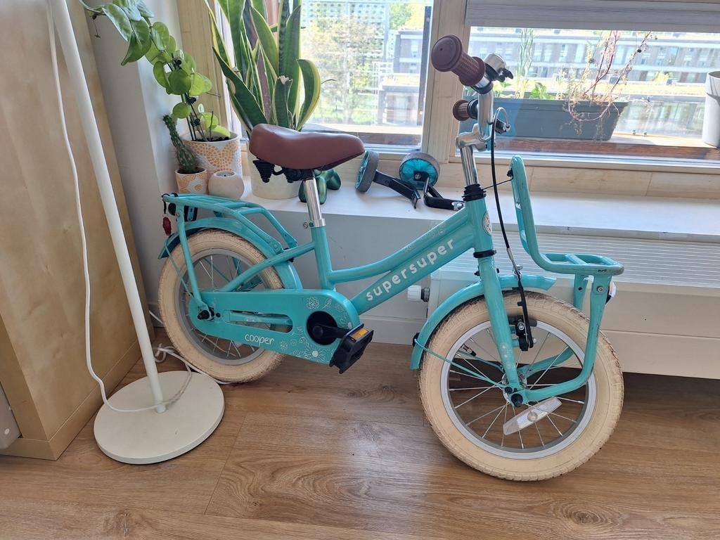 SuperSuper Cooper kinderfiets 16 inch, Terugtraprem, Zijwieltjes, 16 tot 20 inch, Ophalen of Verzenden