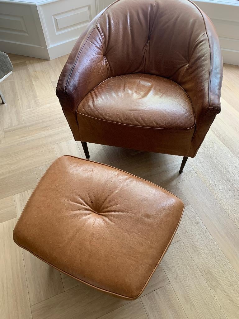Leren design fauteil, Ophalen, Gebruikt, 75 tot 100 cm, Leer