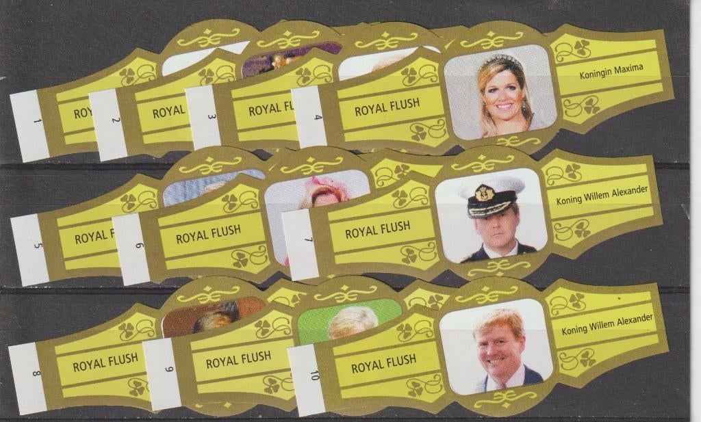 reeks 1881    koning willem  1-10   sigarenbanden, Ophalen of Verzenden, Zo goed als nieuw, Sigarenbandjes