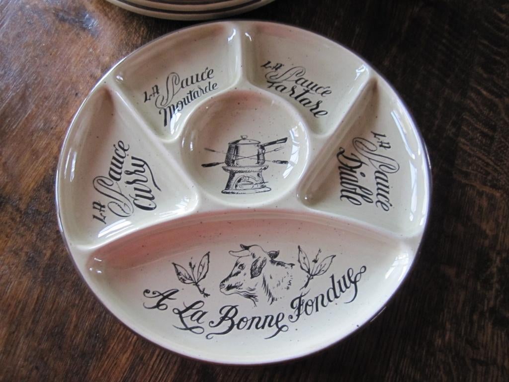 Zes Faience de GIEN fondue of raclette borden, Huis en Inrichting, Keuken | Servies, Overige materialen, Verzenden, Zo goed als nieuw