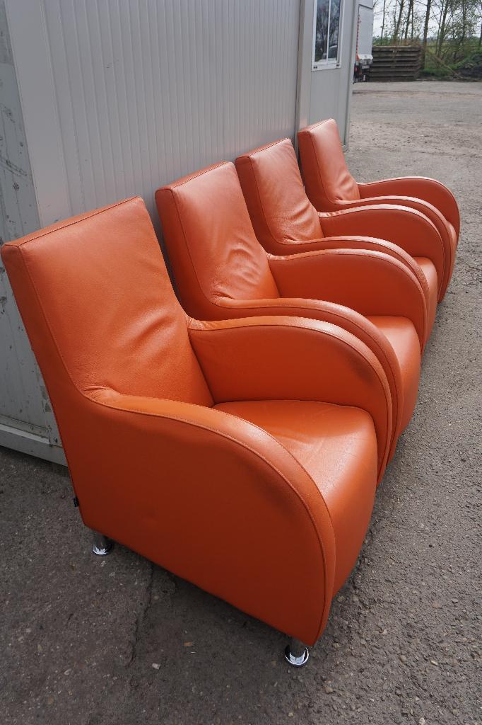 Amerland Oranje fauteuils fauteuil mooie stoelen, Ophalen, Gebruikt, 50 tot 75 cm, Leer