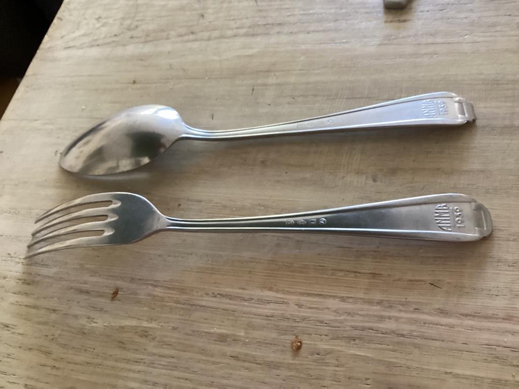 Sola bestek met ANMB logo 1939, Antiek en Kunst, Antiek | Bestek, Ophalen