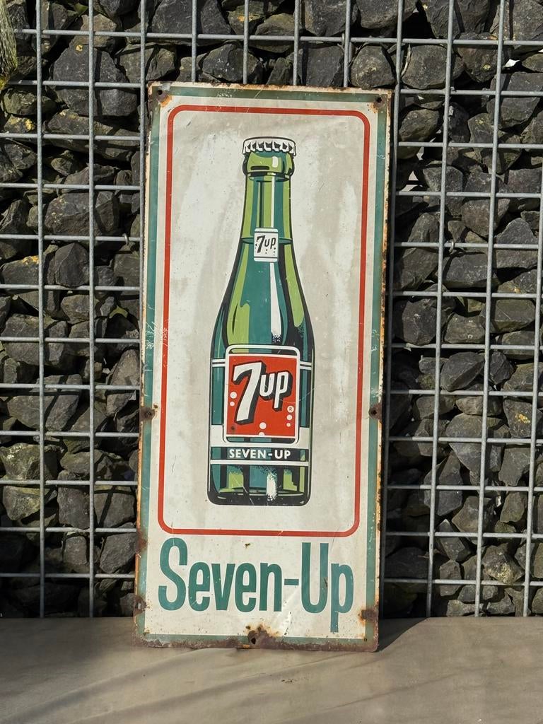 Vintage 7UP Reclamebord - Zeldzaam Verzamelobject, Verzamelen, Reclamebord, Gebruikt, ., Ophalen of Verzenden