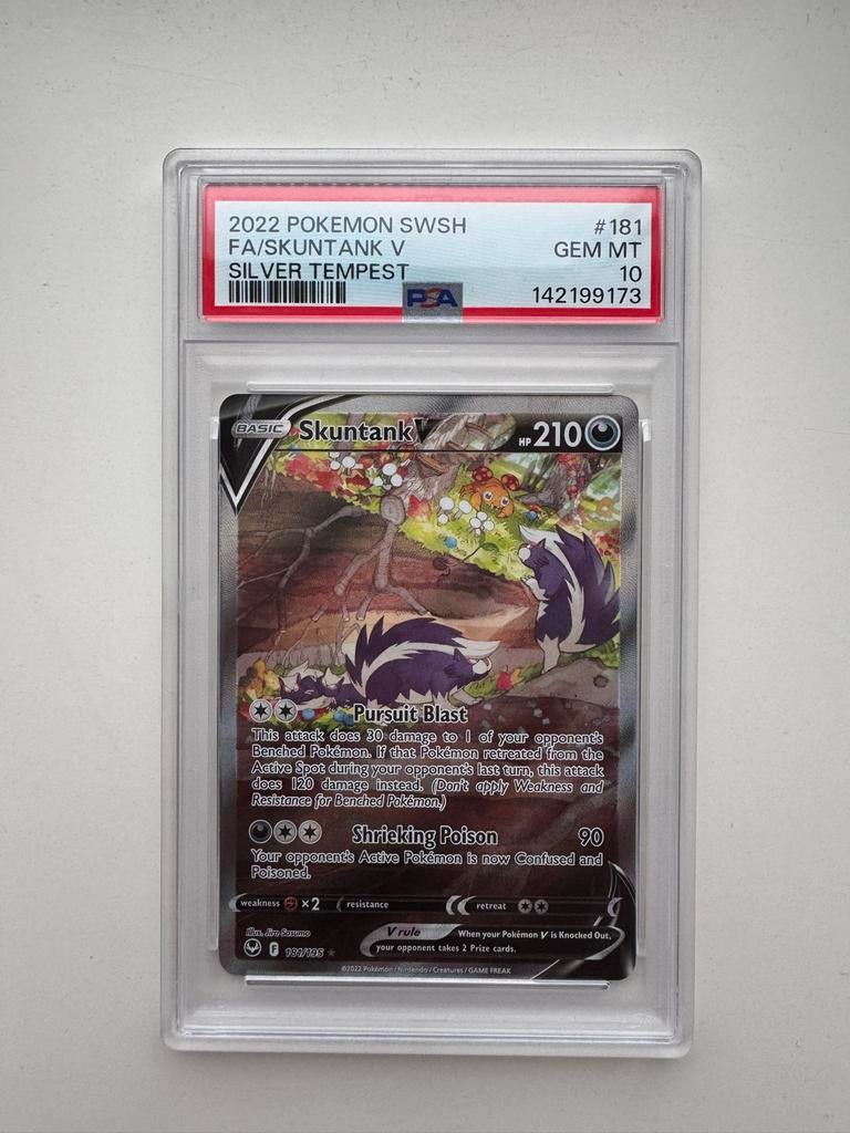 Skuntank V 181 PSA 10 Pokémon kaart, Verzenden, Zo goed als nieuw, Losse kaart, Foil