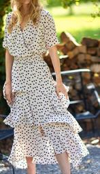 Plaatje zwierige stippen polkadot jurk ladress naomi 40 42, Verzenden, Beige, Maat 42/44 (L), Zo goed als nieuw