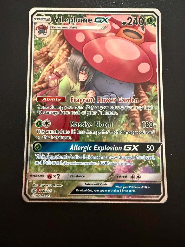 Vileplume GX Pokémon Kaart - Full Art (21/236), Ophalen of Verzenden, Zo goed als nieuw, Losse kaart