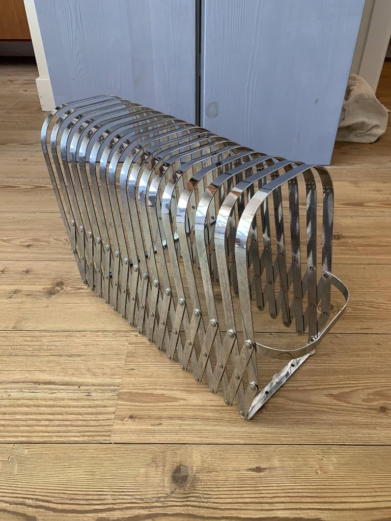 Vintage chroom harmonica tijdschriftenrek, Ophalen, Zo goed als nieuw