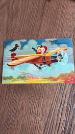 Kinderen in vliegtuig, raaf vliegt mee. Fantasie, Verzamelen, Ophalen of Verzenden, Voor 1920, Gelopen, Kinderen