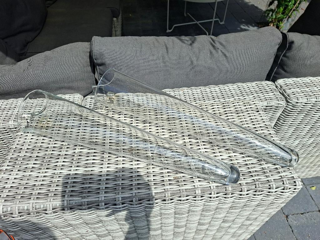 2 zgan glazen vazen, Huis en Inrichting, Woonaccessoires | Vazen, Overige kleuren, Ophalen of Verzenden, Minder dan 50 cm, Glas