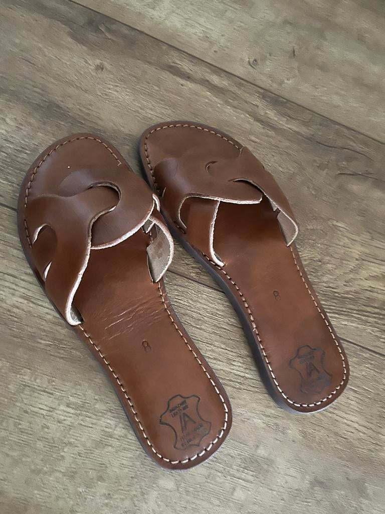 Leren slippers, maat 39, Ophalen of Verzenden, Nieuw, Bruin