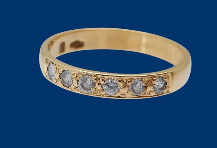 18 karaat Gouden Alliance Rij-Ring Dames Ring M 16.75, Sieraden, Tassen en Uiterlijk, Ringen, Nieuw, Dame, Kleiner dan 17, Goud
