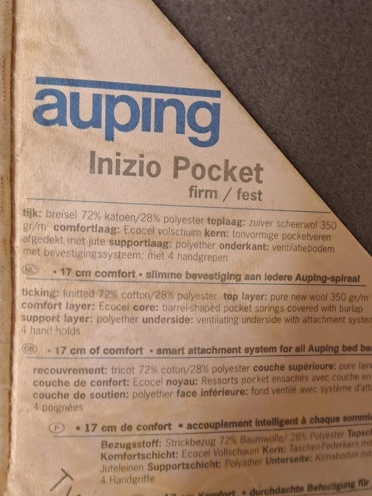 Auping matrassen auping inizio pocket firm 90 x 200 2 stuks, Huis en Inrichting, Ophalen, Gebruikt, 90 cm, Eenpersoons