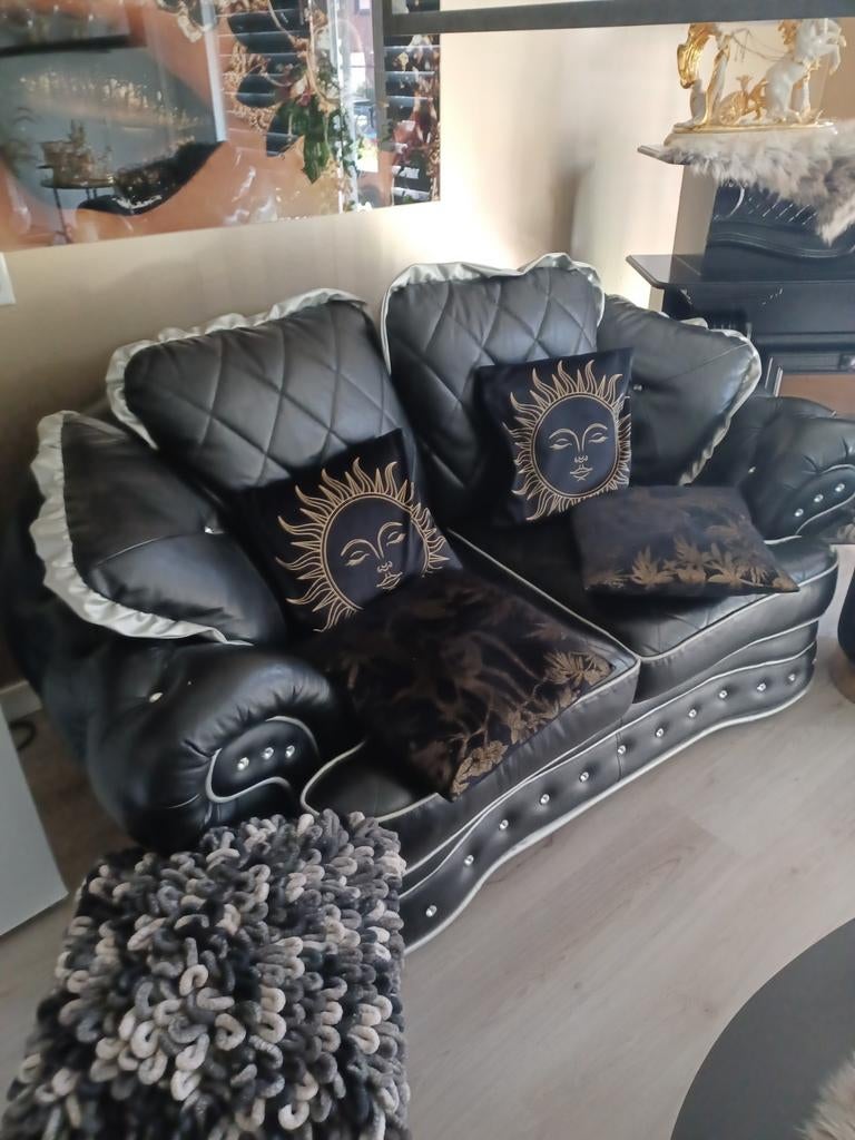 Bling bling exlusive kwaliteits bankstel., Ophalen, 100 tot 125 cm, Leer, Zo goed als nieuw