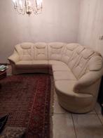 Nette witte lederen hoekbank Longlive 230x230cm, Huis en Inrichting, Gebruikt, Hoekbank, Ophalen of Verzenden, 200 tot 250 cm