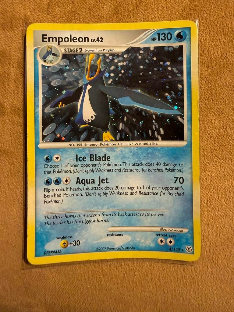 Empoleon LV.42 Pokémon kaart (DPBP#456) 4/130, Ophalen of Verzenden, Gebruikt, Losse kaart, Foil
