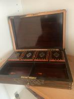 Antiek Chinees kistje met messing beslag, Ophalen of Verzenden, Gebruikt, Overige houtsoorten, Minder dan 50 cm