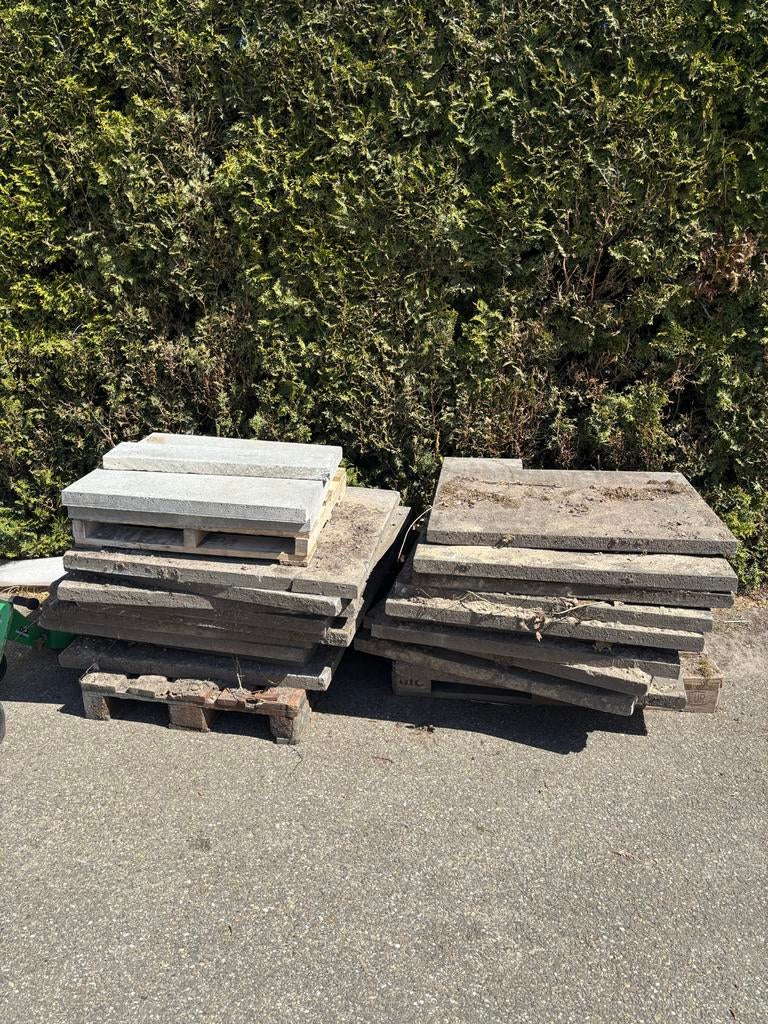 16 Schellevis Antraciet tegels 1x1m (2e hands), Tuin en Terras, Tegels en Klinkers, Ophalen, Gebruikt, 10 m² of meer, Beton