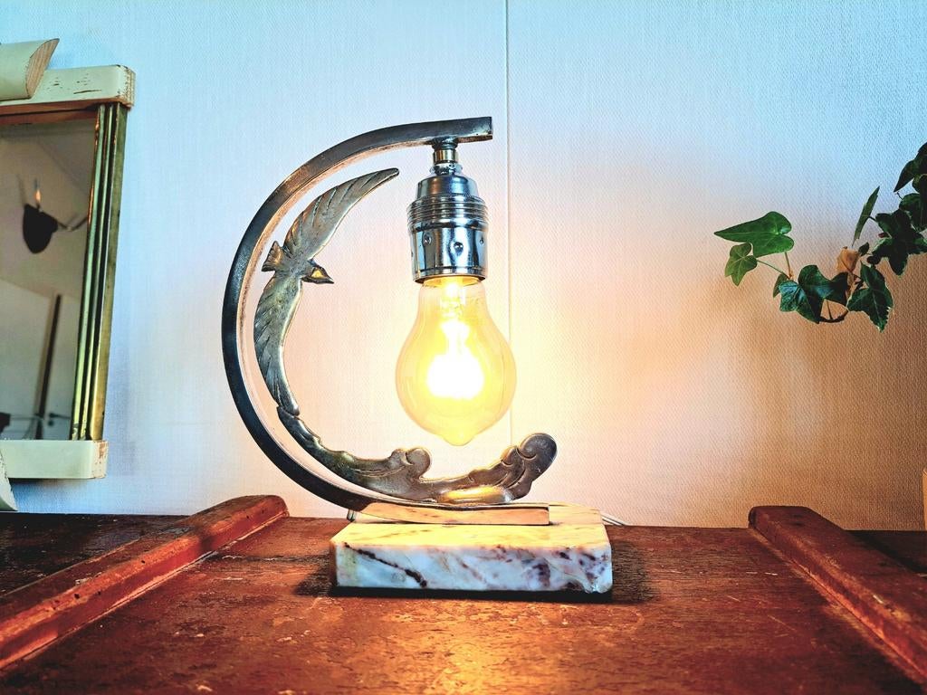 Vintage Art Deco lamp met marmeren voet, Antiek en Kunst, Ophalen of Verzenden