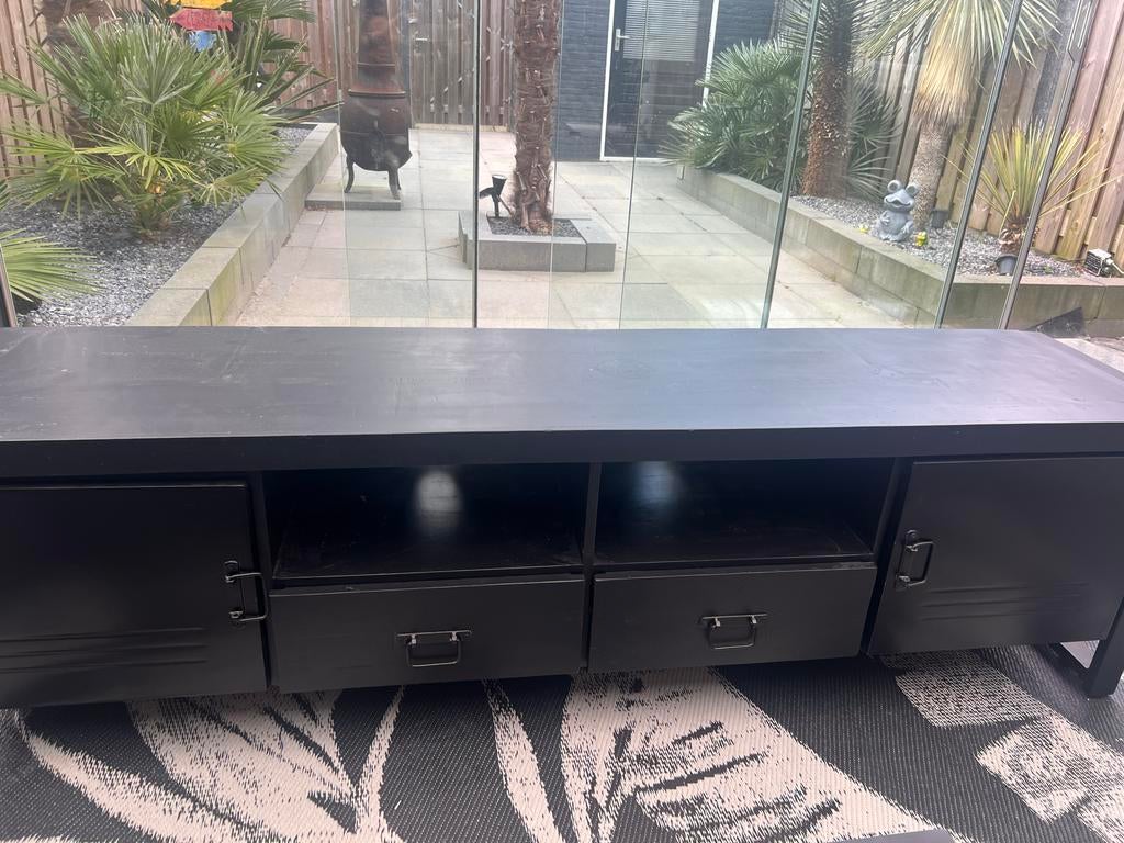 Zwart TV meubel - Ophalen voor een Krat Hertog Jan Bier, Ophalen, Gebruikt, 150 tot 200 cm, Minder dan 100 cm