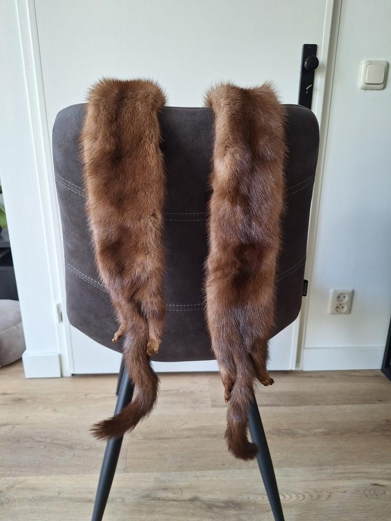 Vintage bont sjaal (nerts), Ophalen of Verzenden, Zo goed als nieuw, Maat 46/48 (XL) of groter, Sjaal