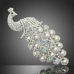 Mooie broche Pauw wit gekleurd Swarovski elementen, Verzenden, Nieuw, Wit, Overige materialen