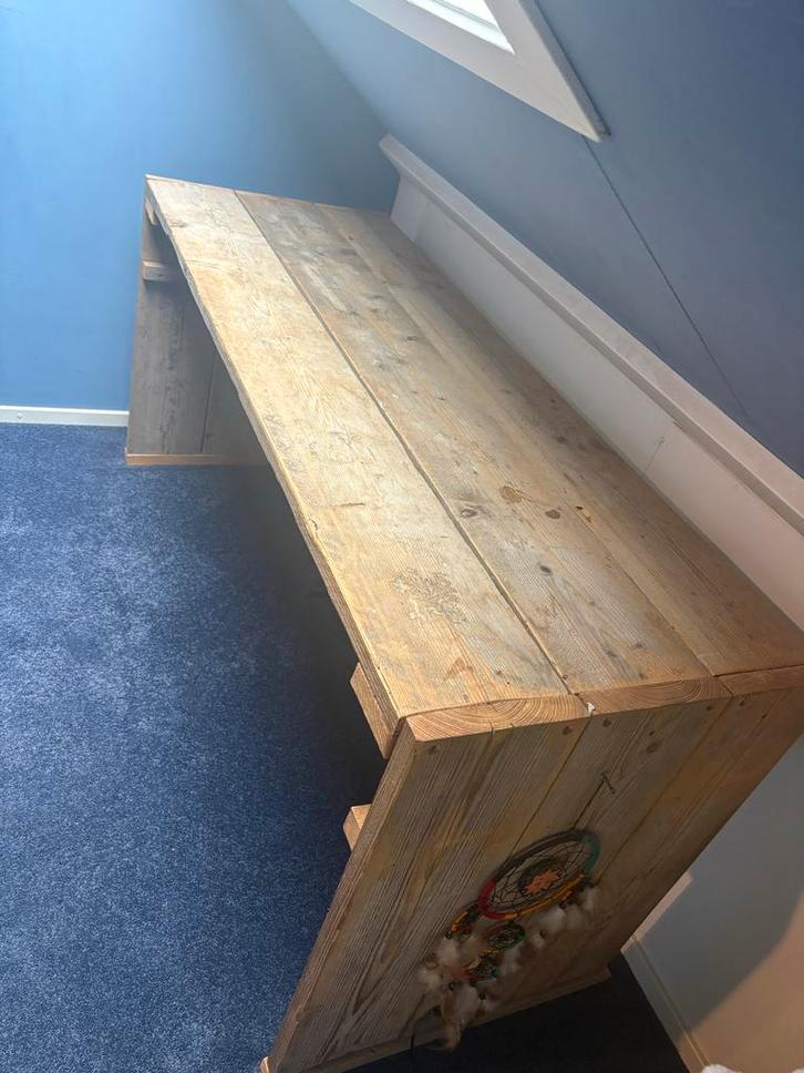Robuust Stijgerhouten Bureau - Perfect voor Thuiswerkplek, Huis en Inrichting, Bureaus, Gebruikt, Bureau, Ophalen