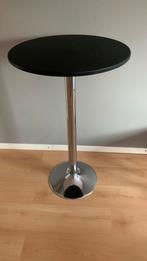 Statafel met zwart blad en chromen poot, Ophalen, Gebruikt