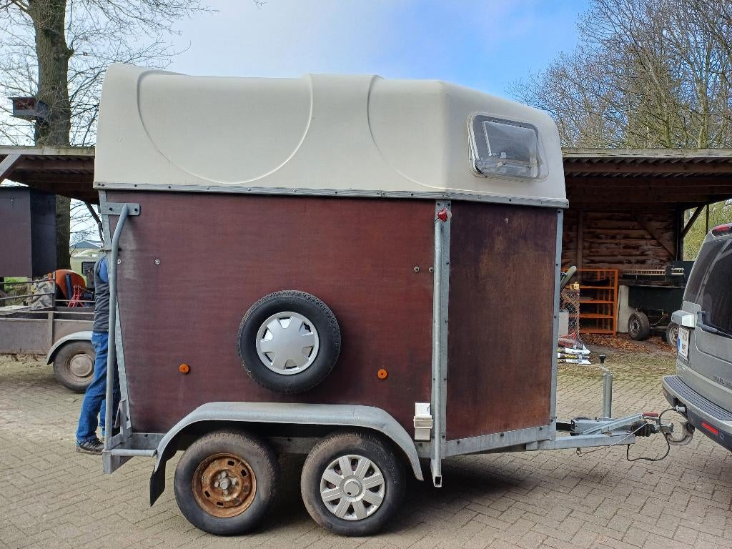 Paardentrailer 1,5 paards extra hoog, Ophalen, Gebruikt, Hout, 1½-paards trailer