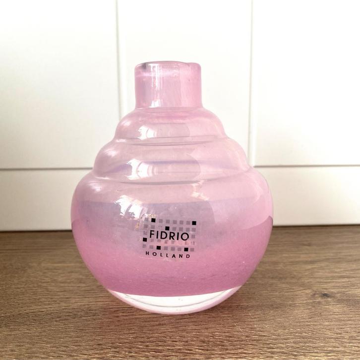 Fidrio Holland Roze Glazen Vaas - Uniek Design, Huis en Inrichting, Woonaccessoires | Vazen, Zo goed als nieuw, Overige kleuren