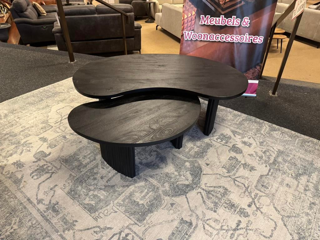 Salontafel Bali organisch zwart direct leverbaar E-7359, Ophalen, 100 tot 150 cm, Nieuw, 50 tot 100 cm