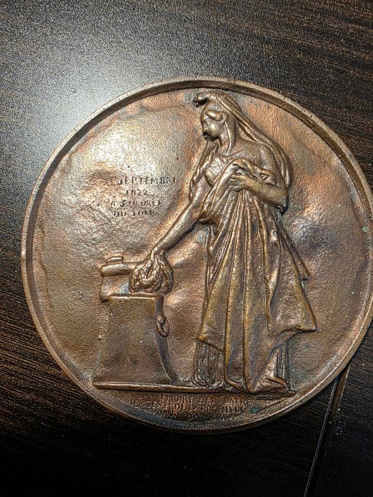 Ovale bronzen medaille 1822, Ophalen of Verzenden