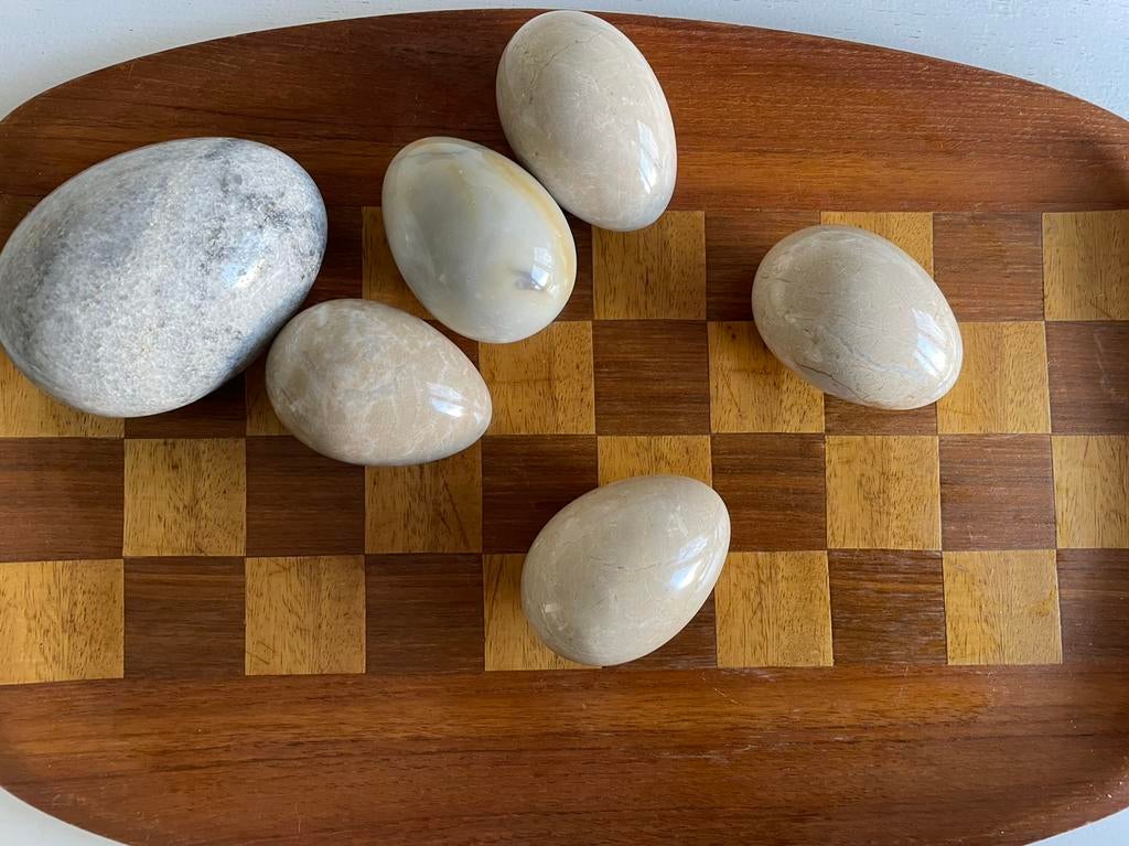 Albasten jade marmeren natuursteen ei eieren, Verzamelen, Ophalen of Verzenden
