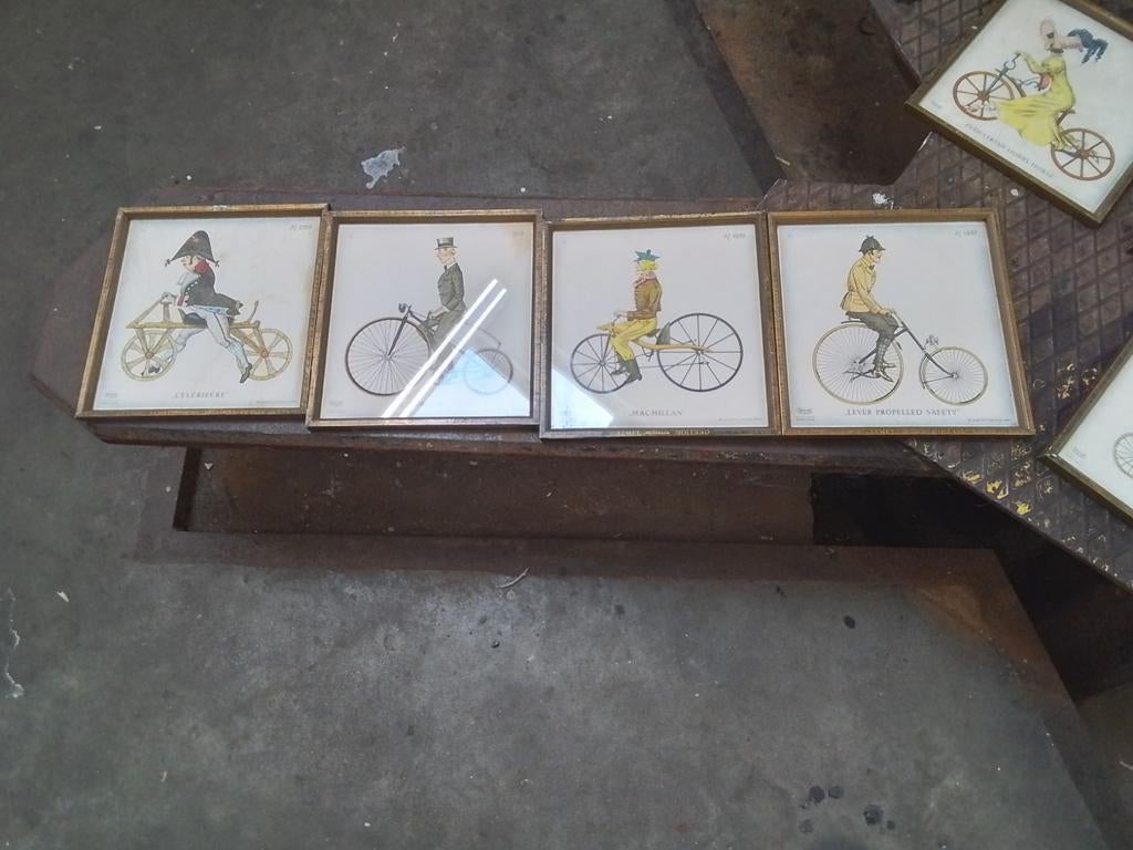 Oude schetsen van fietsen uit de jaren '50, Minder dan 50 cm, Gebruikt, Ophalen of Verzenden, Print