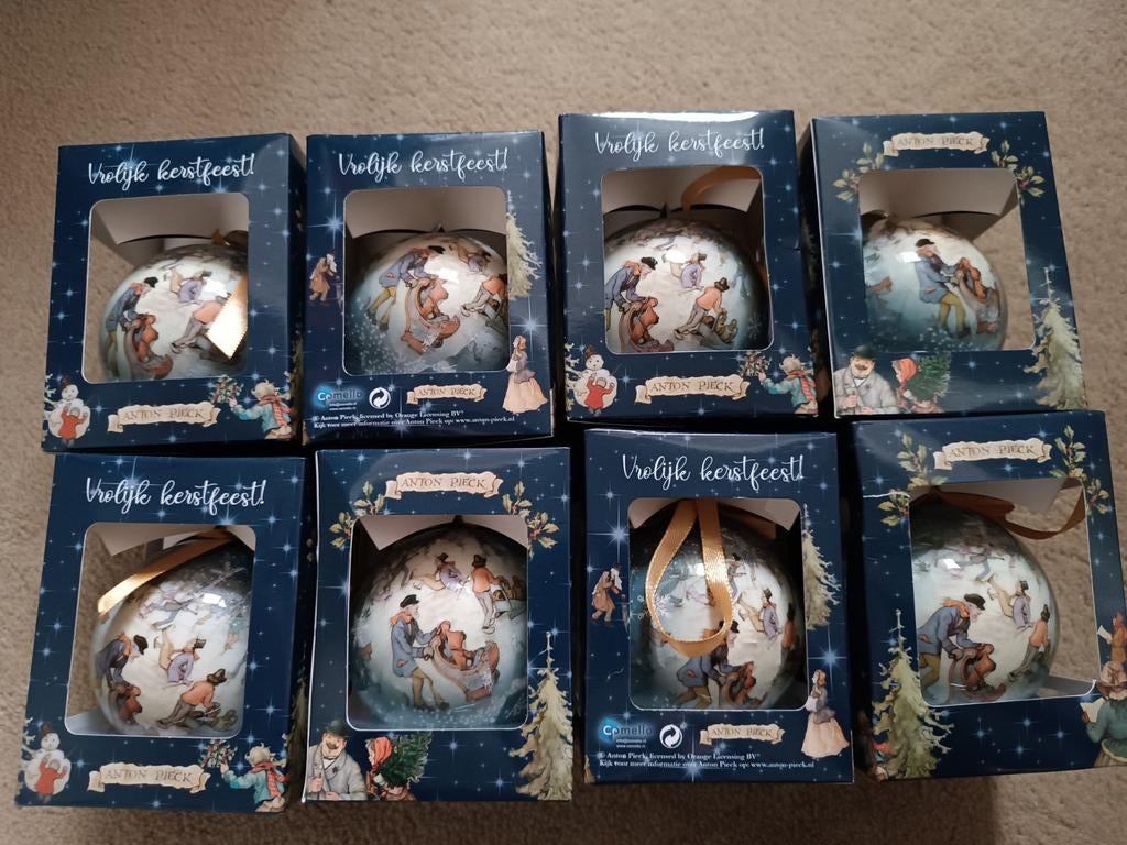 Anton Pieck Kerstballen - Set van 8 Efteling ontwerper, Verzamelen, Ophalen of Verzenden, Zo goed als nieuw