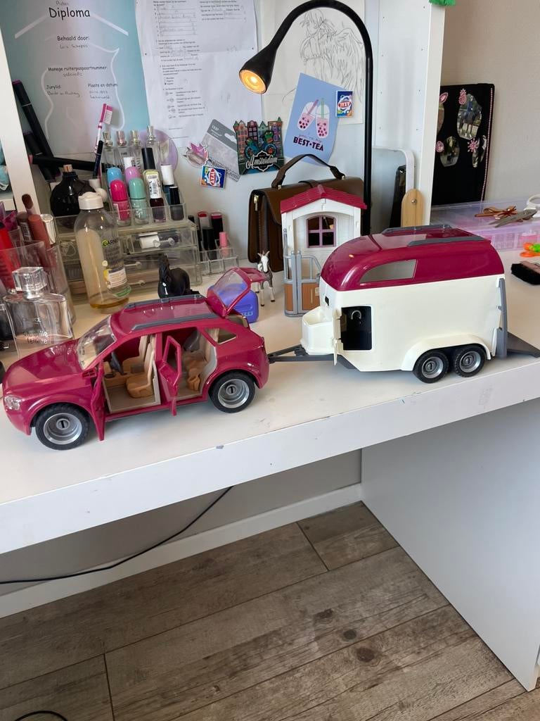 Mooie auto met trailer voor schleich paarden, Ophalen of Verzenden, Zo goed als nieuw