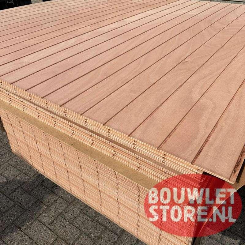 Multigroove Bruynzeel Okoume 9 mm | WBP | schrootjesmotief, Niet ingevuld, Multiplex, Minder dan 20 mm, Niet ingevuld