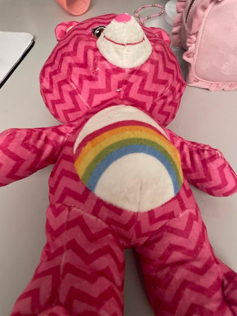 Roze panda knuffel met regenboog, Gebruikt, Overige merken, Overige karakters, Overige typen