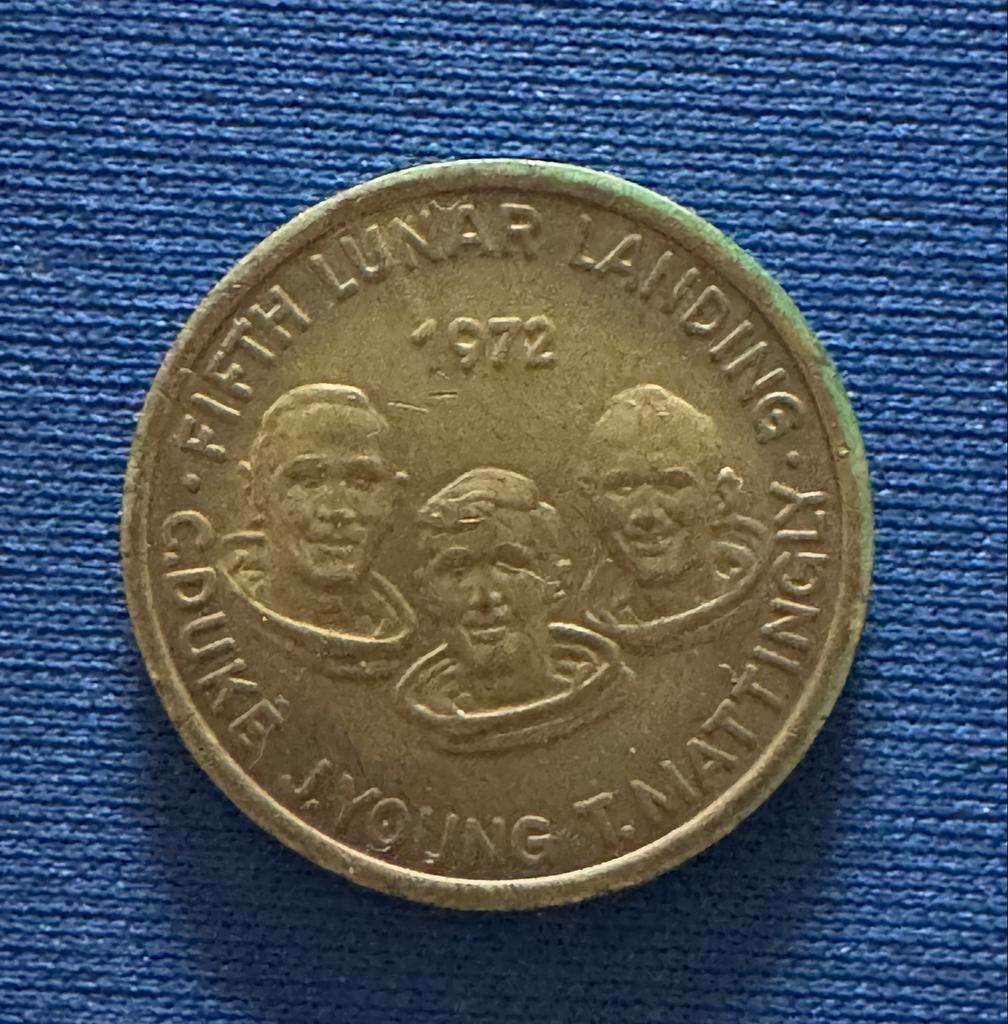 Apollo 16 Lunar Landing Herdenkingsmunt 1972, Ophalen of Verzenden, Overige waardes, Losse munt