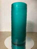 Handgeslepen Groene Glazen Vaas - 19 cm Hoog, Ophalen of Verzenden