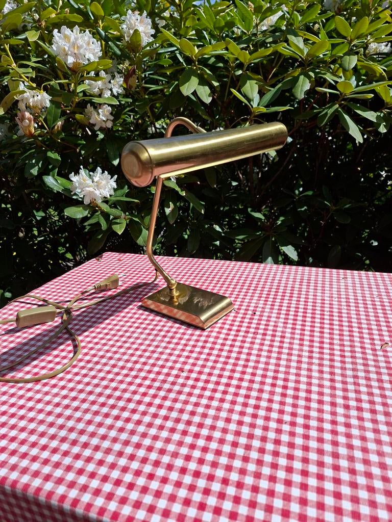Vintage Messing Bureaulamp / Pianolamp, Gebruikt, Vintage, Klassiek, Ophalen of Verzenden, Metaal