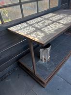 Stalen sidetable met marmeren blad voor in de tuin, Tuin en Terras, Ophalen, Gebruikt, Rechthoekig, Metaal