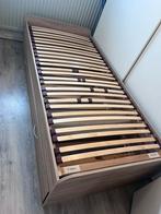 Eenpersoonsbed met logeerbed, Huis en Inrichting, Slaapkamer | Bedden, Ophalen, 90 cm, Eenpersoons, Bruin