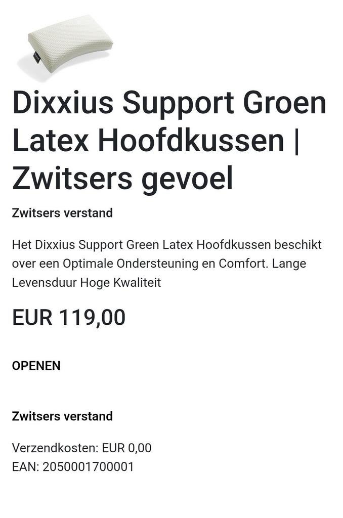 Hoofdkussen Swiss Sence, Wit, Ophalen of Verzenden, Zo goed als nieuw, Stof