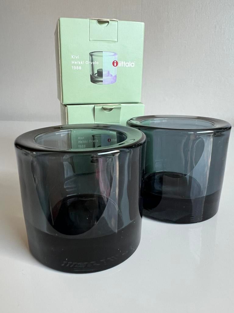 Nieuw 2 Iittala KIVI Marimekko Waxinelichthouder~Grey Grijs, Overige materialen, Nieuw, Ophalen of Verzenden, Grijs